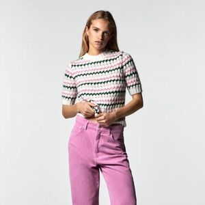 Zara pink and cream strips sweater